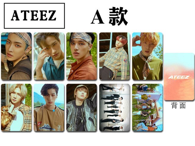 10pcs/set Kpop ATEEZ Photocard high quality LOMO CARD HD Self-Made Double-Sided print tectorial photo album cards