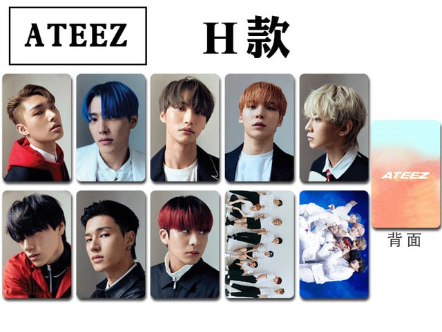 10pcs/set Kpop ATEEZ Photocard high quality LOMO CARD HD Self-Made Double-Sided print tectorial photo album cards