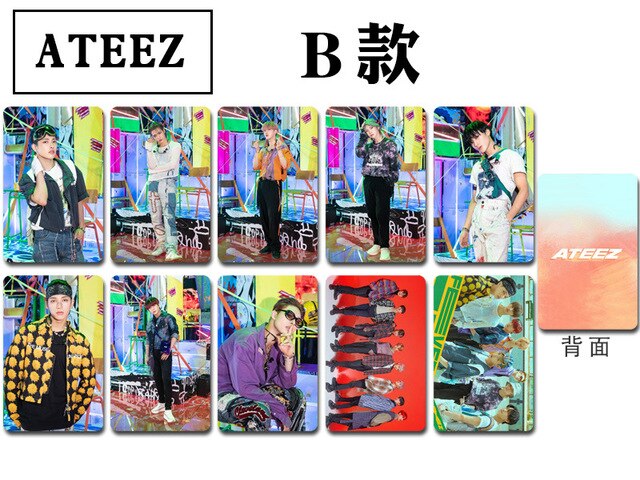 10pcs/set Kpop ATEEZ Photocard high quality LOMO CARD HD Self-Made Double-Sided print tectorial photo album cards