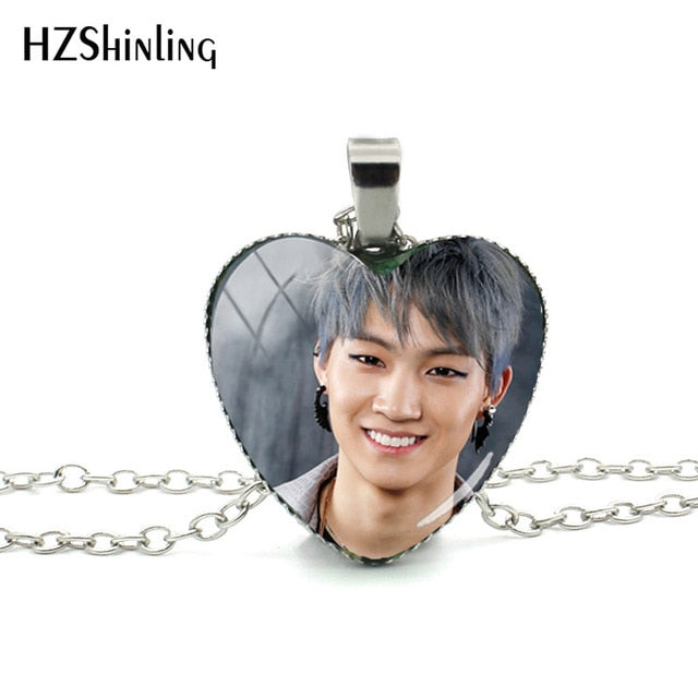 2018 New Got7 Heart Shaped Necklace Pendant Korea Kpop Fashion Murano Shaped Glass Heart Necklace