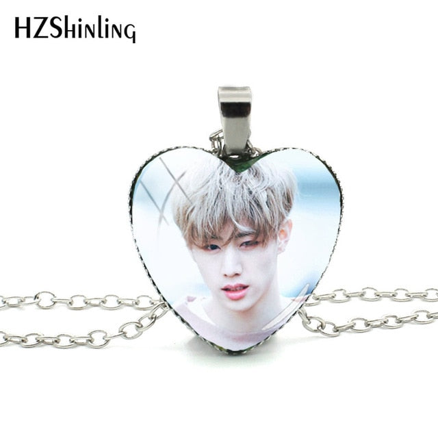 2018 New Got7 Heart Shaped Necklace Pendant Korea Kpop Fashion Murano Shaped Glass Heart Necklace