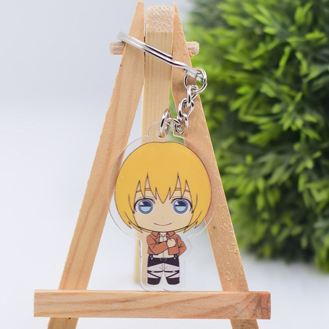 2019 Attack on Titan Keychain Double Sided Acrylic Key Chain Pendant Anime Accessories Cartoon Key Ring