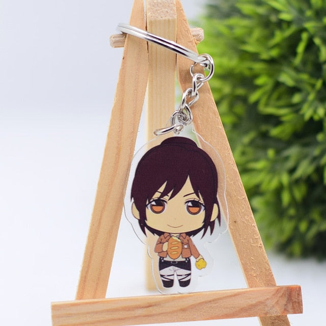 2019 Attack on Titan Keychain Double Sided Acrylic Key Chain Pendant Anime Accessories Cartoon Key Ring