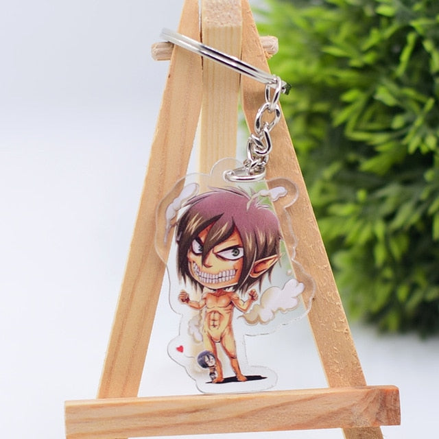 2019 Attack on Titan Keychain Double Sided Acrylic Key Chain Pendant Anime Accessories Cartoon Key Ring
