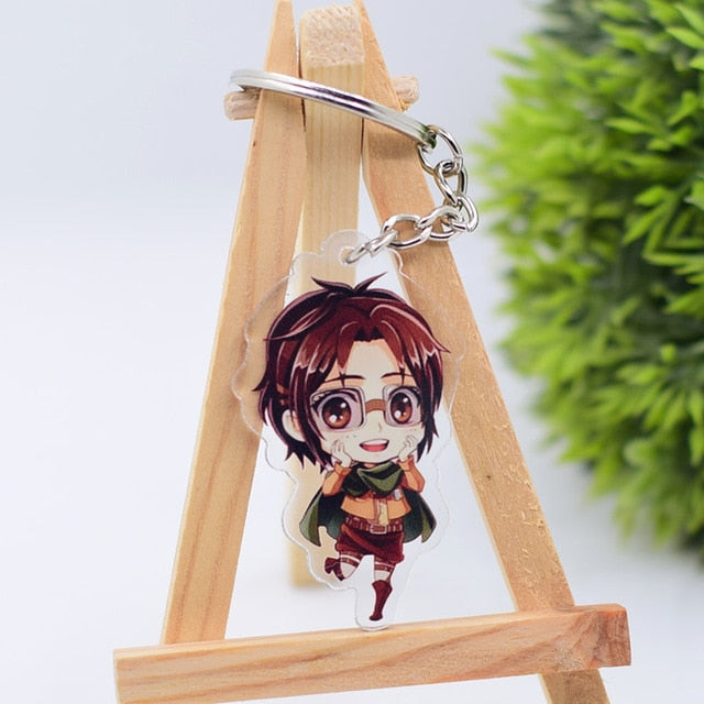 2019 Attack on Titan Keychain Double Sided Acrylic Key Chain Pendant Anime Accessories Cartoon Key Ring