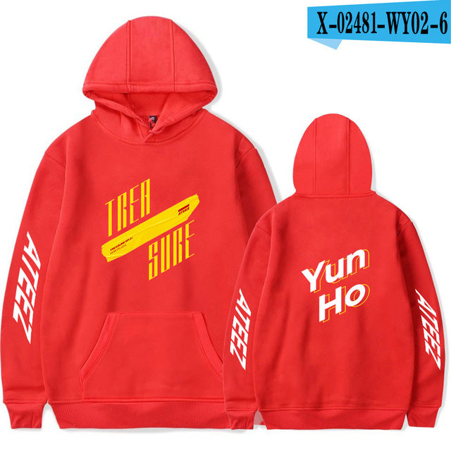 new women's hooded Sweatshirt ATEEZ hoodie women's sports hoodie pullover red loose shirt hot - Kpopshop