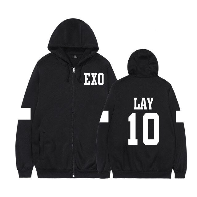 2021 KPOP Exo hoodie sweatshirt new style clothes Zip-up hoodies women casual sweatshirt TAO CHEN SUHO SEHUN XIUMIN