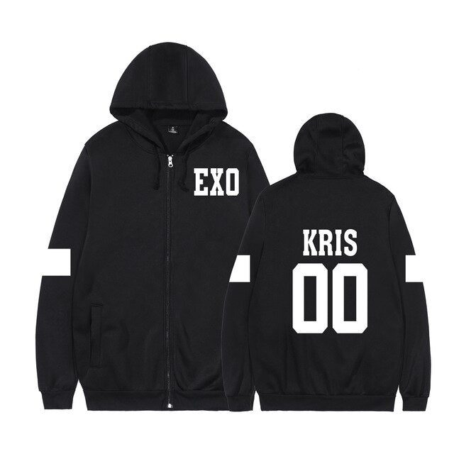 2021 KPOP Exo hoodie sweatshirt new style clothes Zip-up hoodies women casual sweatshirt TAO CHEN SUHO SEHUN XIUMIN