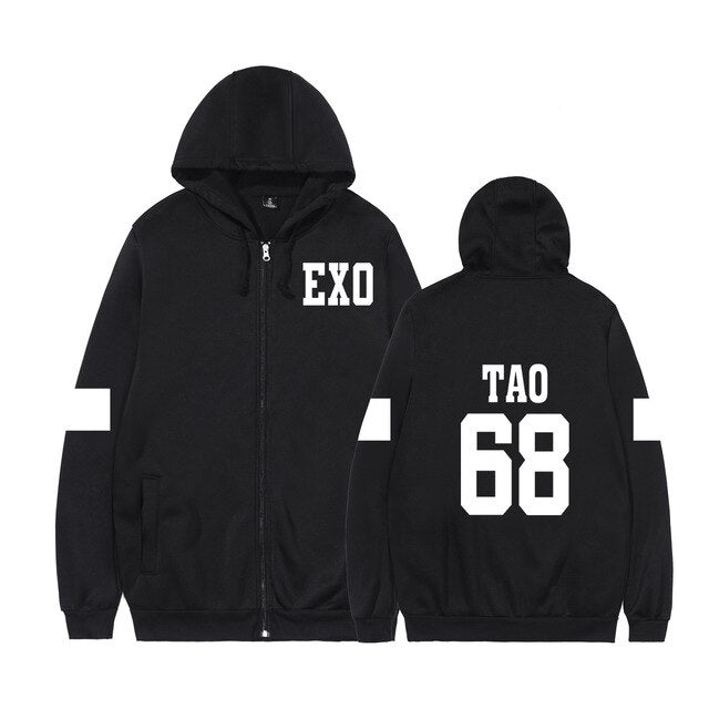 2021 KPOP Exo hoodie sweatshirt new style clothes Zip-up hoodies women casual sweatshirt TAO CHEN SUHO SEHUN XIUMIN