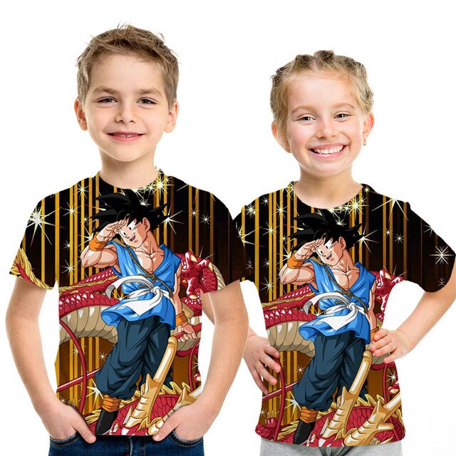 Kids Dragon Ball Z 3D Anime Goku Vegeta T-shirts Dragonball Shirt Super Saiyan Vegeta Children - Kpopshop