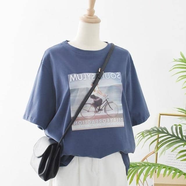 Kpopshop Originals - new women  O-neck chic basic t-shirts korean vintage womens  tops - Kpopshop