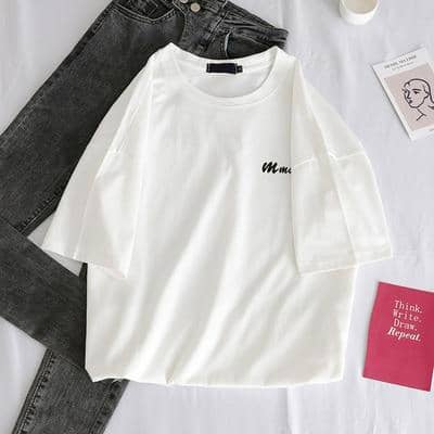 Kpopshop Originals - new women  O-neck chic basic t-shirts korean vintage womens  tops - Kpopshop