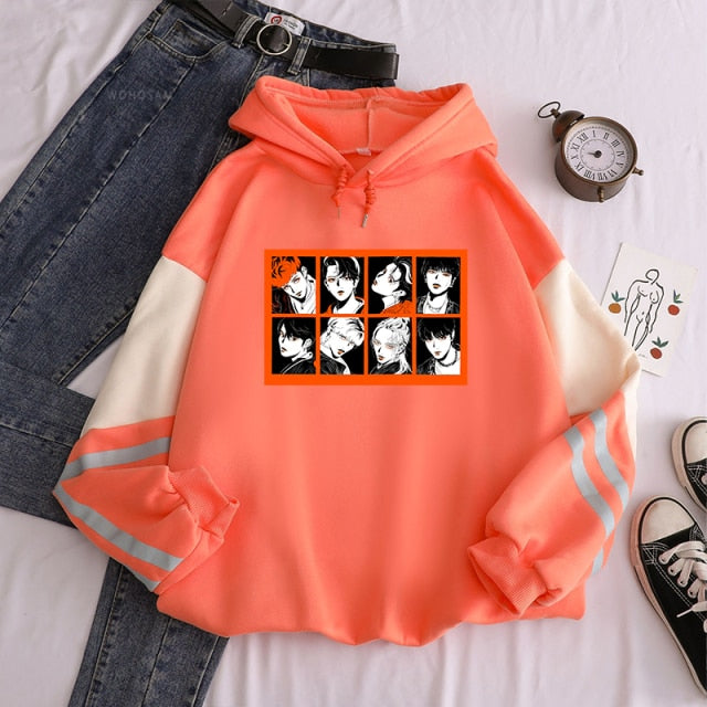 2021korean New Straykids Cartoon Letter Hoodie Fashion Album Streetwear Men Clothes Oversized Winter Sweatshirt