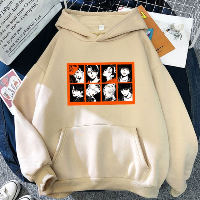 2021korean New Straykids Cartoon Letter Hoodie Fashion Album Streetwear Men Clothes Oversized Winter Sweatshirt