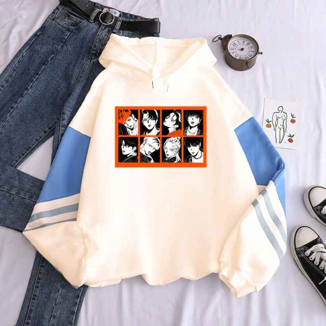 2021korean New Straykids Cartoon Letter Hoodie Fashion Album Streetwear Men Clothes Oversized Winter Sweatshirt
