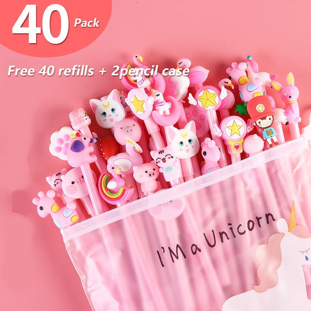 20Pcs/Set Gel Pen Unicorn Pen Stationery Kawaii School Supplies Gel Ink Pen School Stationery Office Suppliers Pen Kids Gifts