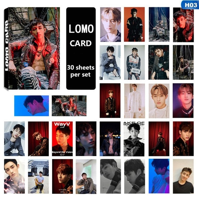 30PCS/Set KPOP NCT WayV New Album Self Made Paper Lomo Card LUCAS TEN WINWIN Photo Card Photocards For Fans