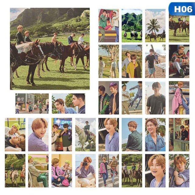 30pcs/set KPOP EXO Hawaii Photobook Album Self Made Paper Lomo Card Photo Card Poster Photocard For Fans Collective Gift