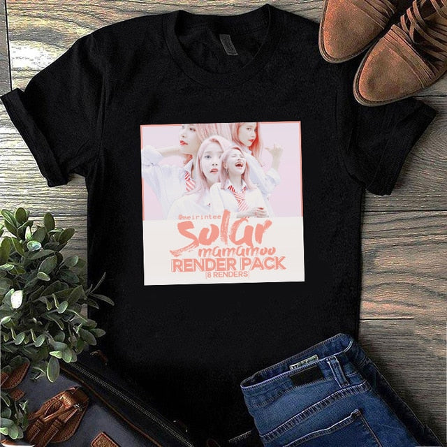 90s Summer Short-sleeve Tee Shirt Mamamoo Kpop T Shirt Womens Clothing