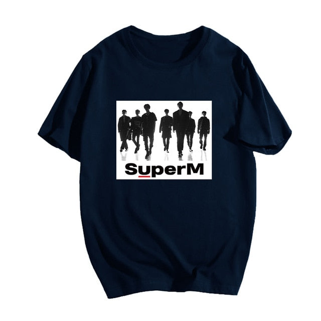 90s Tee Tops Shirt Kpop SuperM T Shirt Cotton Graphic Tees Women Tshirt Summer Short Sleeve