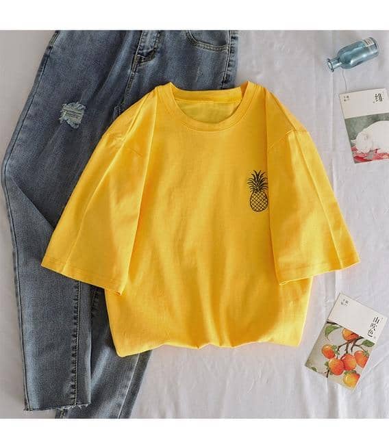 Kpopshop Originals - 90s girl Women carrot O-neck T-shirts Vintage Ullzang  Top Tees Female - Kpopshop