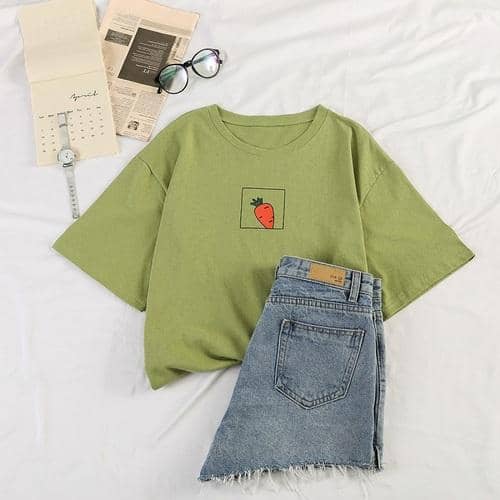 Kpopshop Originals - 90s girl Women carrot O-neck T-shirts Vintage Ullzang  Top Tees Female - Kpopshop
