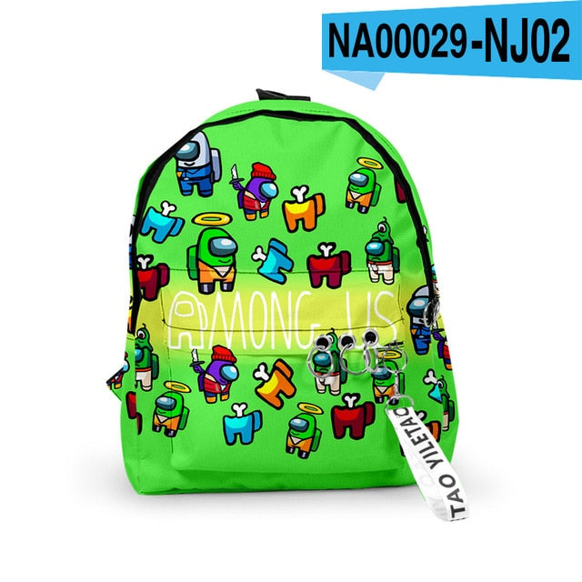 Among Us Backpacks Small Bags Unisex Candy Colors 3D Oxford Waterproof Key Chain Accessories Cute Kawaii Boys Girls School Bags