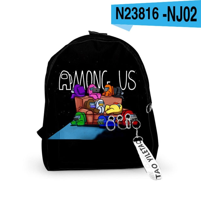 Among Us Backpacks Small Bags Unisex Candy Colors 3D Oxford Waterproof Key Chain Accessories Cute Kawaii Boys Girls School Bags