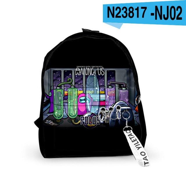 Among Us Backpacks Small Bags Unisex Candy Colors 3D Oxford Waterproof Key Chain Accessories Cute Kawaii Boys Girls School Bags