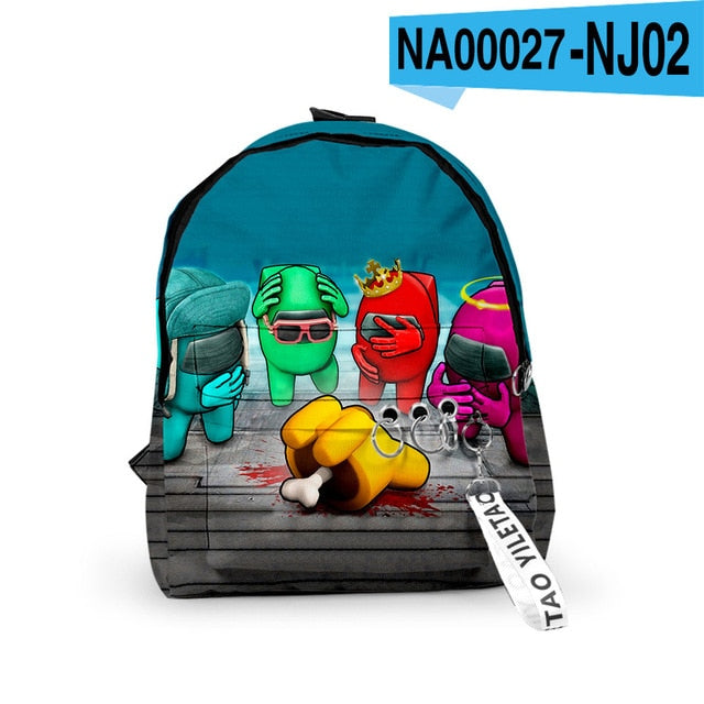 Among Us Backpacks Small Bags Unisex Candy Colors 3D Oxford Waterproof Key Chain Accessories Cute Kawaii Boys Girls School Bags