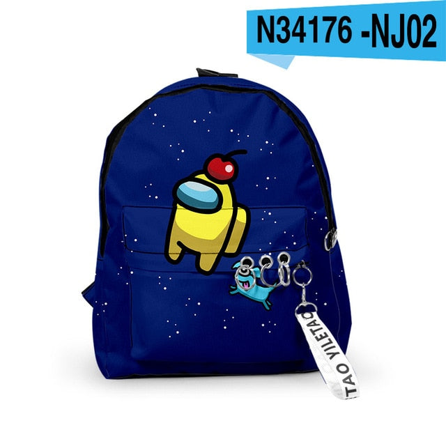 Among Us Backpacks Small Bags Unisex Candy Colors 3D Oxford Waterproof Key Chain Accessories Cute Kawaii Boys Girls School Bags
