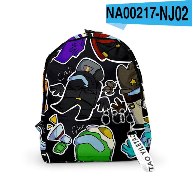Among Us Backpacks Small Bags Unisex Candy Colors 3D Oxford Waterproof Key Chain Accessories Cute Kawaii Boys Girls School Bags