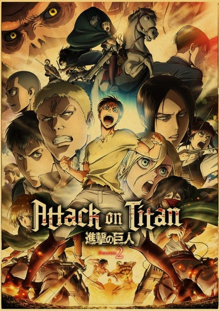 Attack on Titan Posters Japanese Anime kraft Paper Prints Clear Image room Bar Home Art painting wall sticker