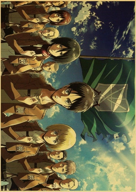 Attack on Titan Posters Japanese Anime kraft Paper Prints Clear Image room Bar Home Art painting wall sticker