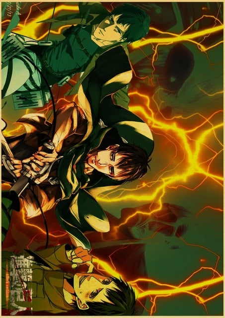 Attack on Titan Posters Japanese Anime kraft Paper Prints Clear Image room Bar Home Art painting wall sticker