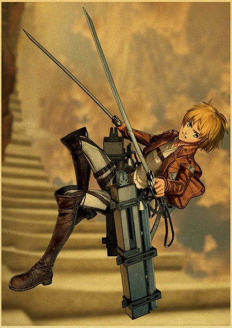 Attack on Titan Posters Japanese Anime kraft Paper Prints Clear Image room Bar Home Art painting wall sticker