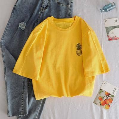 Kpopshop Originals - T-shirts Rainbow Striped Soft Loose Embroidery T-shirt  (16) - Kpopshop