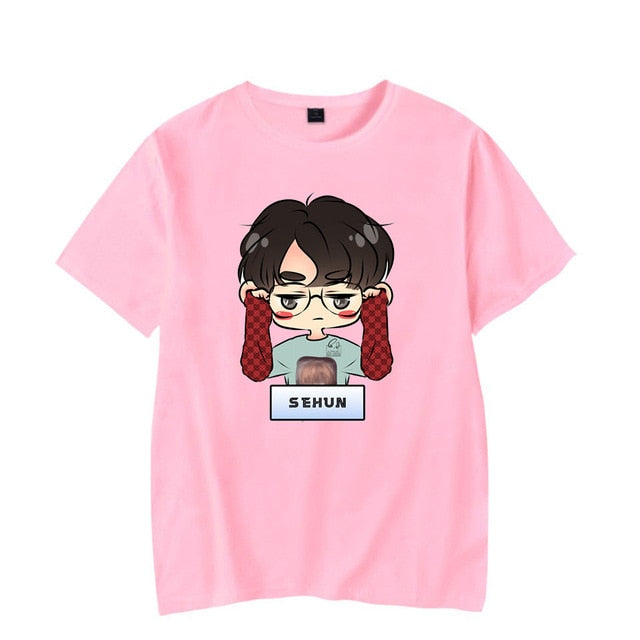 New EXO KAI SEHUN Kpop T-shirts Men HIP HOP Streetwear T-Shirt Short Sleeve Tee Tops Women T Shirts Fashion 2021