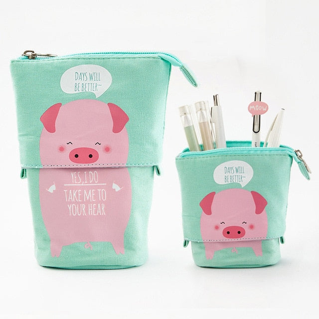 Cute Cat School Pencil Case for Girls Boy Pencilcase Canvas Cartridge Pen Bag Kawaii Unicorn Pen Box Stationery Korean Penal Kit