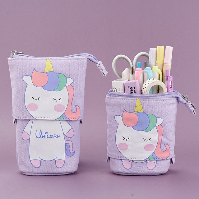 Cute Cat School Pencil Case for Girls Boy Pencilcase Canvas Cartridge Pen Bag Kawaii Unicorn Pen Box Stationery Korean Penal Kit