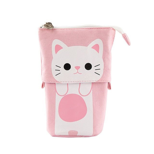 Cute Cat School Pencil Case for Girls Boy Pencilcase Canvas Cartridge Pen Bag Kawaii Unicorn Pen Box Stationery Korean Penal Kit