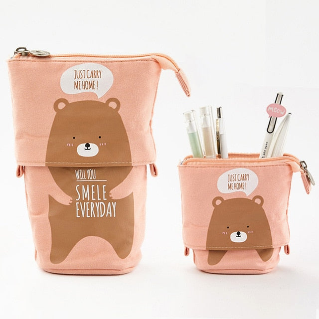 Cute Cat School Pencil Case for Girls Boy Pencilcase Canvas Cartridge Pen Bag Kawaii Unicorn Pen Box Stationery Korean Penal Kit