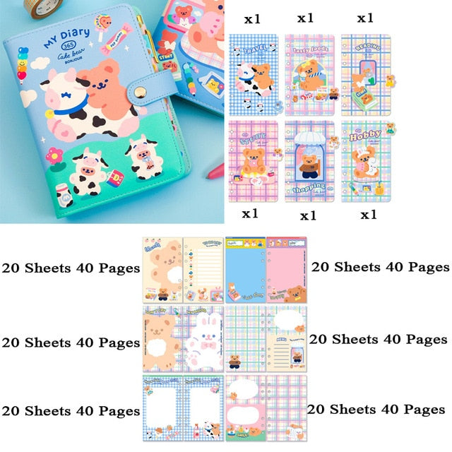 Cute Notebook A6 Binder Agenda Journal Kawaii Diary Notepad Office Planner Organizer Spiral Daily Note Book 6 Rings Stationery