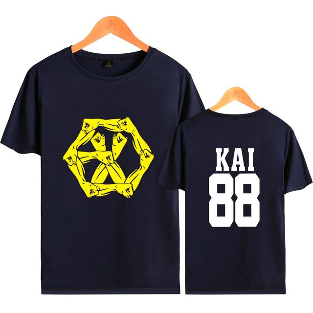 EXO EXO-M EXO-K Member Name print tee Shirt Summer Short Sleeve Tees fashion EXO T-shirt Cotton Fashion tees