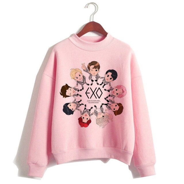 Exo hoodie women korean style hip hop clothes Sweatshirt cartoon streetwear female Casual print hooded Pullover