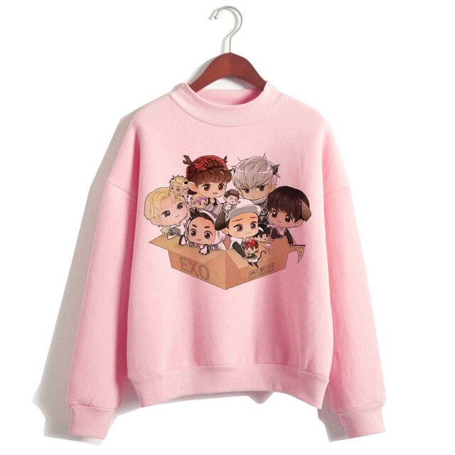 Exo hoodie women korean style hip hop clothes Sweatshirt cartoon streetwear female Casual print hooded Pullover