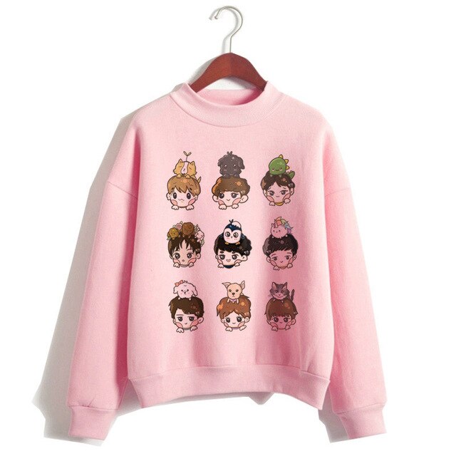 Exo hoodie women korean style hip hop clothes Sweatshirt cartoon streetwear female Casual print hooded Pullover
