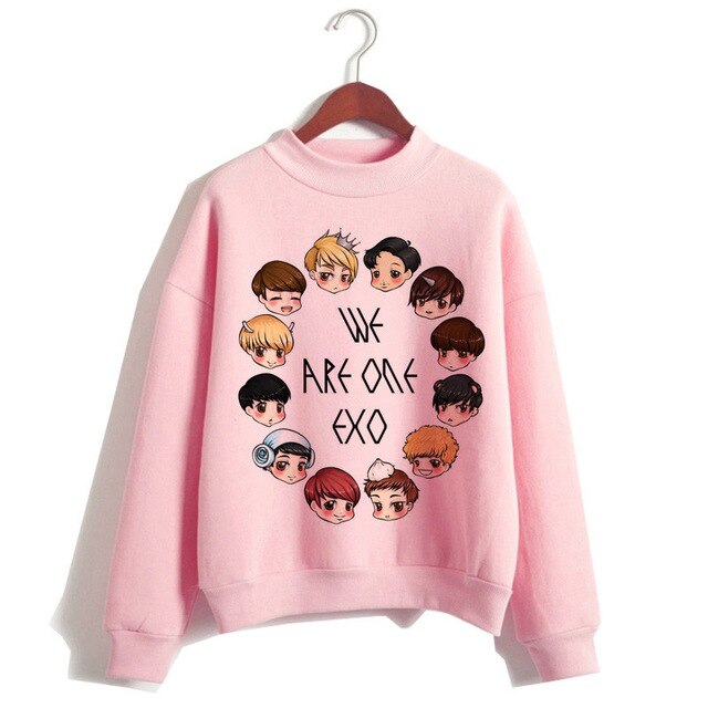 Exo hoodie women korean style hip hop clothes Sweatshirt cartoon streetwear female Casual print hooded Pullover