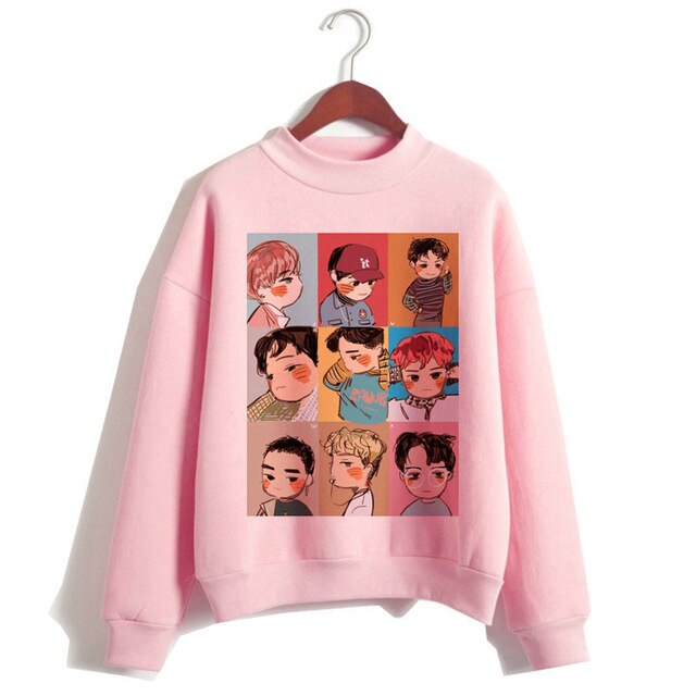 Exo hoodie women korean style hip hop clothes Sweatshirt cartoon streetwear female Casual print hooded Pullover