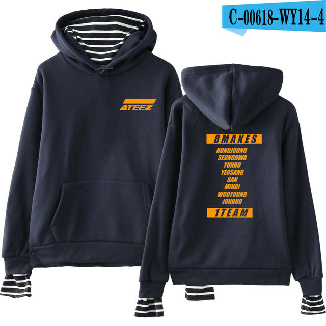 ATEEZ Fake Two Pieces Women Sweatshirt tshirts Kpops  Plus Size XXL - Kpopshop